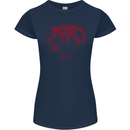 Chinese Zodiac Shengxiao Year of the Monkey Womens Petite Cut T-Shirt Navy Blue