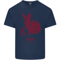 Chinese Zodiac Shengxiao Year of the Rabbit Mens Cotton T-Shirt Tee Top Navy Blue