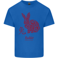 Chinese Zodiac Shengxiao Year of the Rabbit Mens Cotton T-Shirt Tee Top Royal Blue
