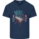 Chinese Zodiac Year of the Rooster Mens V-Neck Cotton T-Shirt Navy Blue
