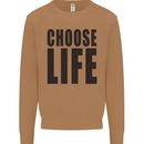 Choose Life Fancy Dress Outfit Costume Mens Sweatshirt Jumper Caramel Latte