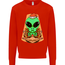 Christmas Alien UFO Santa Space Ship Funny Mens Sweatshirt Jumper Bright Red