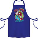 Christmas Bad Santa Funny Xmas Cotton Apron 100% Organic Royal Blue