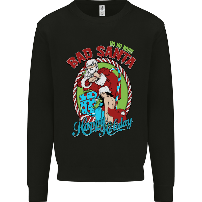 Christmas Bad Santa Funny Xmas Mens Sweatshirt Jumper Black
