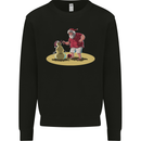 Christmas Beach Santa Clause & Snowman Mens Sweatshirt Jumper Black