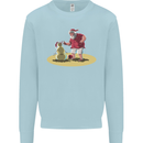 Christmas Beach Santa Clause & Snowman Mens Sweatshirt Jumper Light Blue