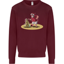 Christmas Beach Santa Clause & Snowman Mens Sweatshirt Jumper Maroon