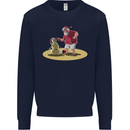 Christmas Beach Santa Clause & Snowman Mens Sweatshirt Jumper Navy Blue