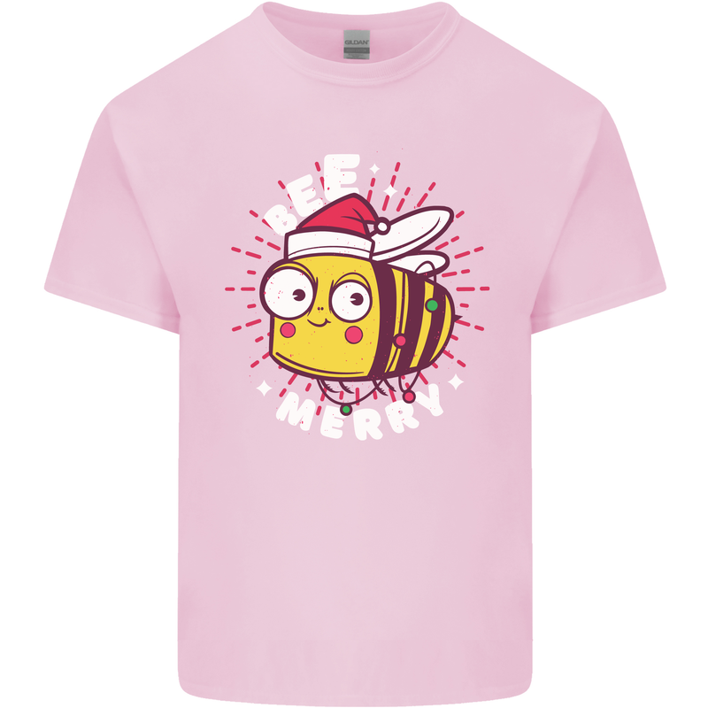 Christmas Bee Merry Funny Novelty Mens Cotton T-Shirt Tee Top Light Pink