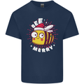 Christmas Bee Merry Funny Novelty Mens Cotton T-Shirt Tee Top Navy Blue