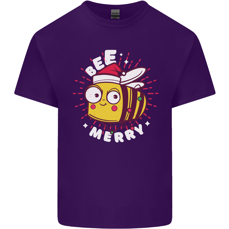 Christmas Bee Merry Funny Novelty Mens Cotton T-Shirt Tee Top Purple