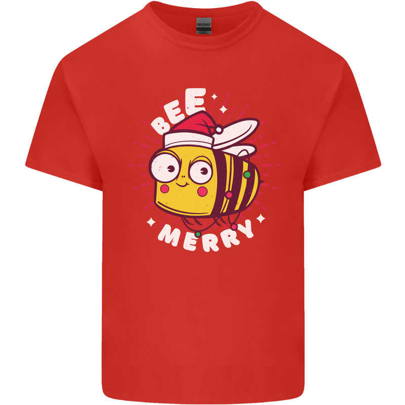 Christmas Bee Merry Funny Novelty Mens Cotton T-Shirt Tee Top Red
