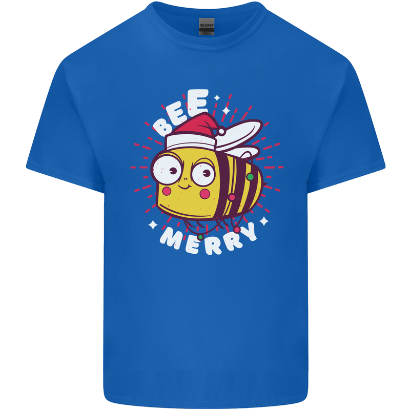 Christmas Bee Merry Funny Novelty Mens Cotton T-Shirt Tee Top Royal Blue