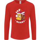 Christmas Bee Merry Funny Novelty Mens Long Sleeve T-Shirt Red