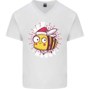 Christmas Bee Merry Funny Novelty Mens V-Neck Cotton T-Shirt White