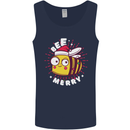 Christmas Bee Merry Funny Novelty Mens Vest Tank Top Navy Blue