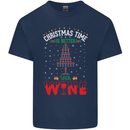 Christmas Better With Wine Funny Alcohol Mens Cotton T-Shirt Tee Top Navy Blue