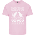 Christmas Cat Meow Purr Funny Xmas Mens Cotton T-Shirt Tee Top Light Pink