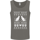 Christmas Cat Meow Purr Funny Xmas Mens Vest Tank Top Charcoal