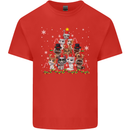 Christmas Cat Tree Funny Xmas Mens Cotton T-Shirt Tee Top Red