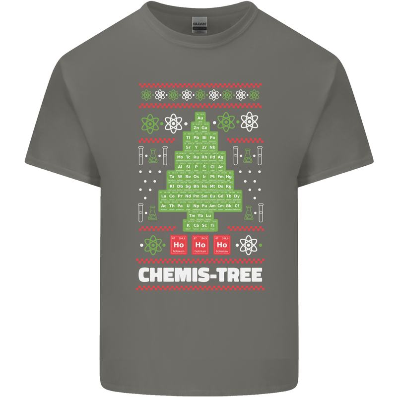 Christmas Chemistry Tree Funny Xmas Science Mens Cotton T-Shirt Tee Top Charcoal