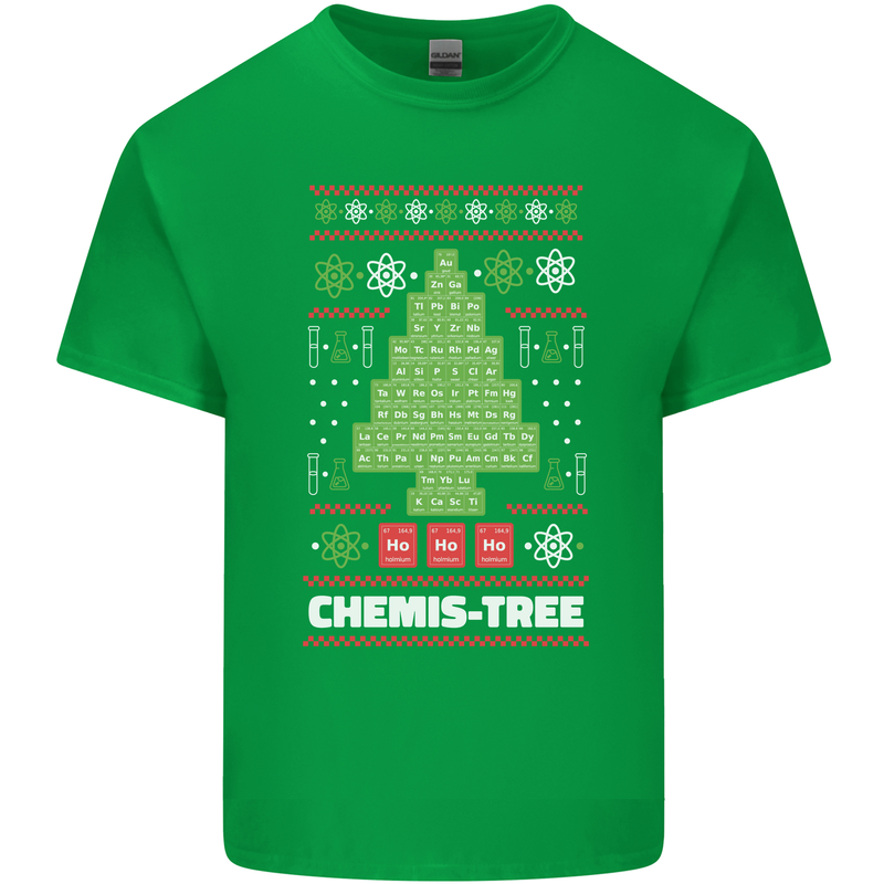Christmas Chemistry Tree Funny Xmas Science Mens Cotton T-Shirt Tee Top Irish Green