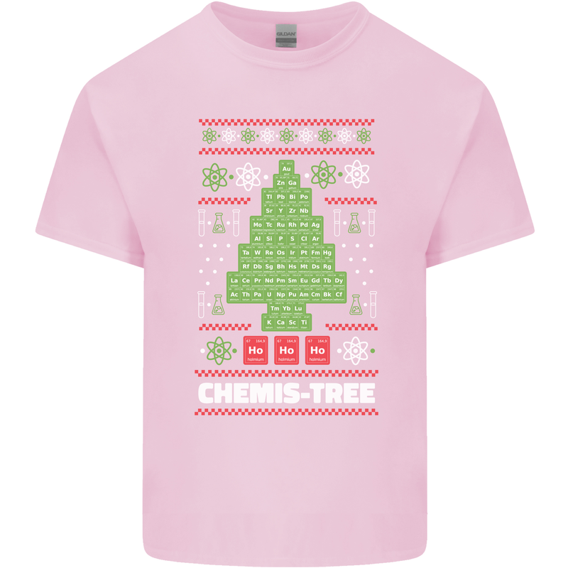 Christmas Chemistry Tree Funny Xmas Science Mens Cotton T-Shirt Tee Top Light Pink