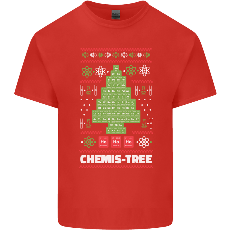 Christmas Chemistry Tree Funny Xmas Science Mens Cotton T-Shirt Tee Top Red