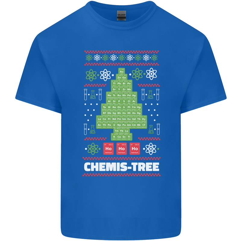 Christmas Chemistry Tree Funny Xmas Science Mens Cotton T-Shirt Tee Top Royal Blue