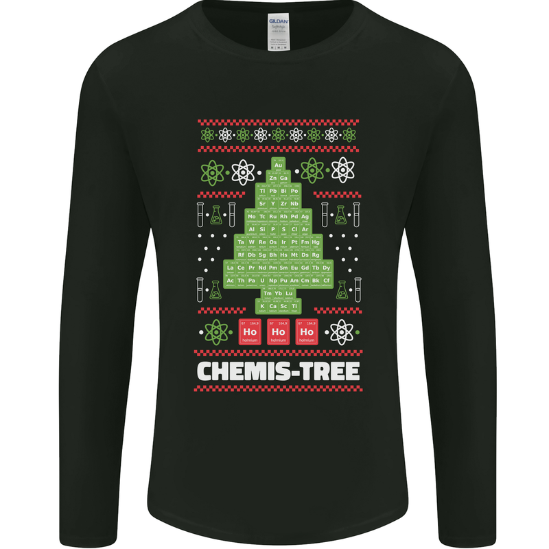 Christmas Chemistry Tree Funny Xmas Science Mens Long Sleeve T-Shirt Black