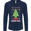 Christmas Chemistry Tree Funny Xmas Science Mens Long Sleeve T-Shirt Navy Blue