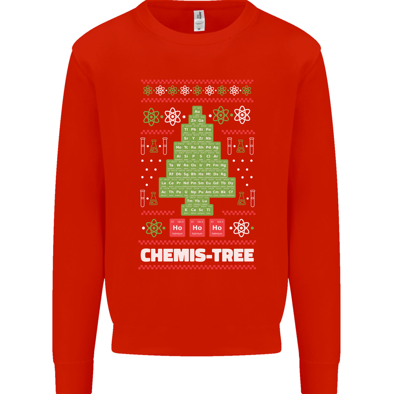 Christmas Chemistry Tree Funny Xmas Science Mens Sweatshirt Jumper Bright Red