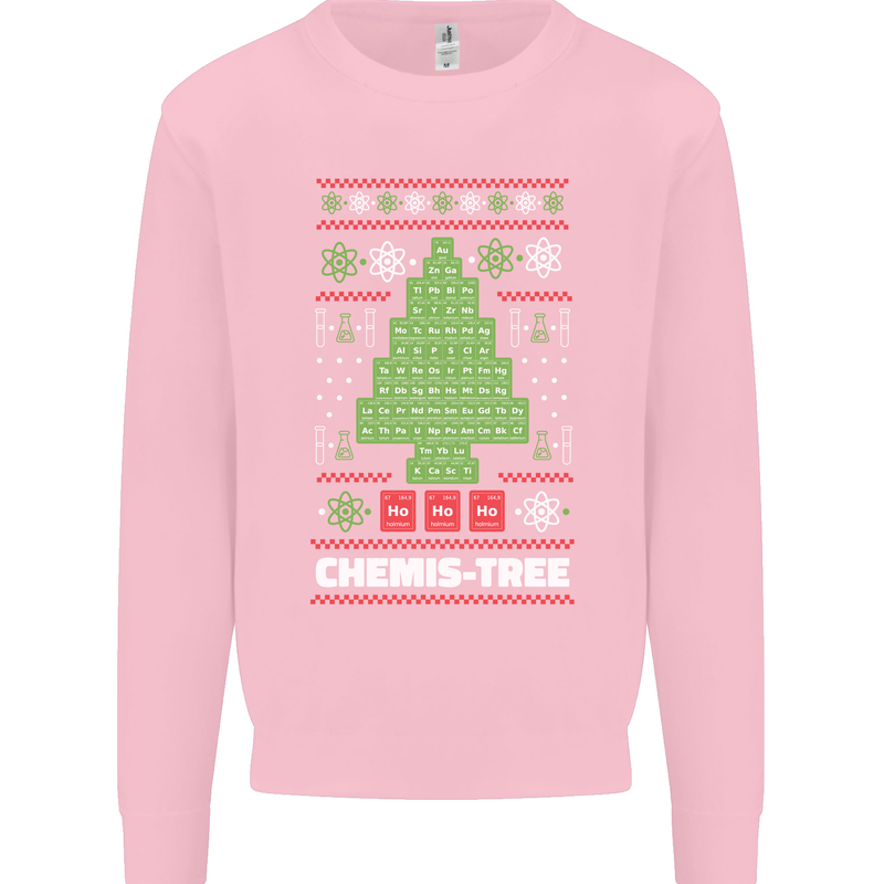 Christmas Chemistry Tree Funny Xmas Science Mens Sweatshirt Jumper Light Pink