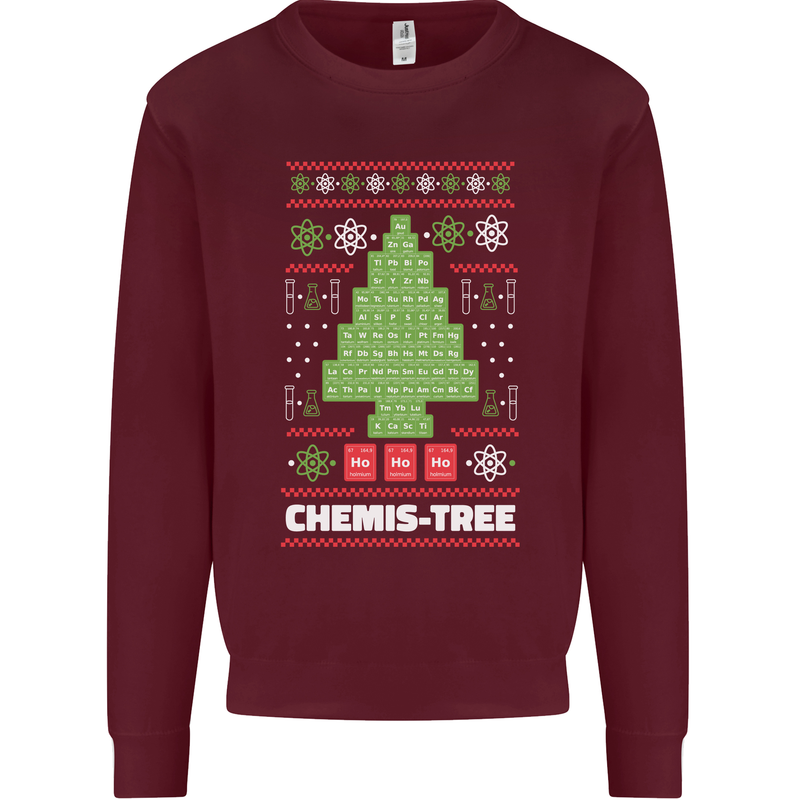 Christmas Chemistry Tree Funny Xmas Science Mens Sweatshirt Jumper Maroon