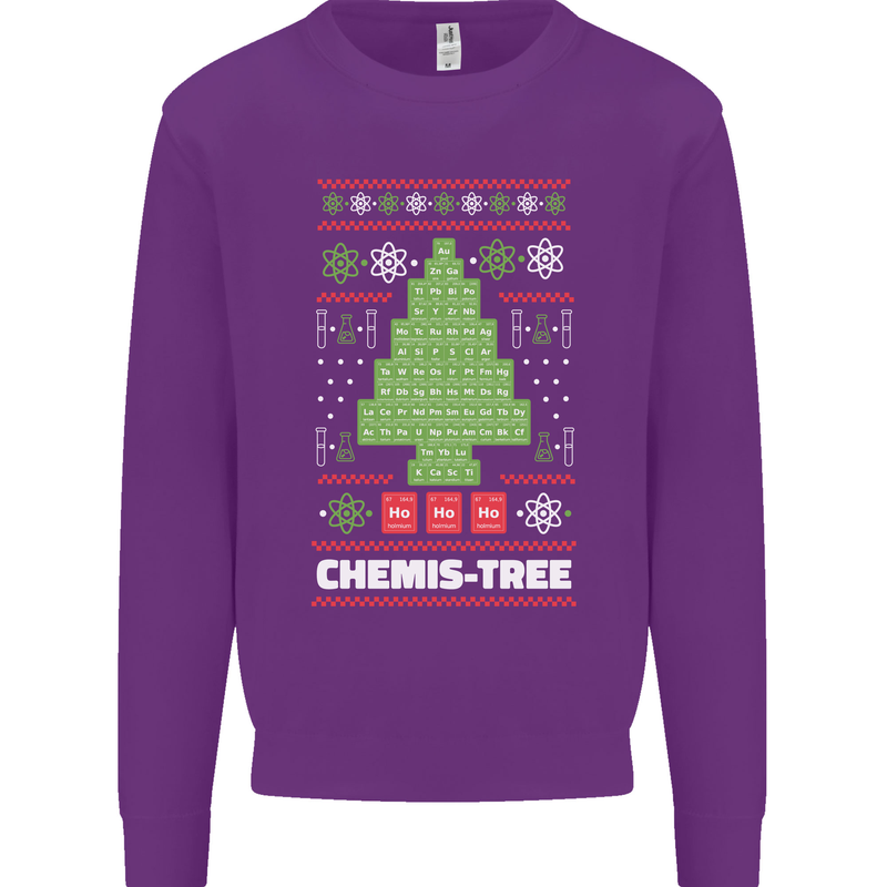 Christmas Chemistry Tree Funny Xmas Science Mens Sweatshirt Jumper Purple