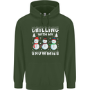 Christmas Chilling With My Snowmies Funny Childrens Kids Hoodie Forest Green