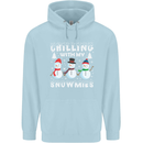 Christmas Chilling With My Snowmies Funny Childrens Kids Hoodie Light Blue
