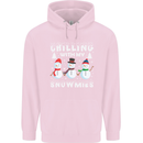 Christmas Chilling With My Snowmies Funny Childrens Kids Hoodie Light Pink