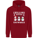 Christmas Chilling With My Snowmies Funny Childrens Kids Hoodie Red
