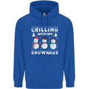 Christmas Chilling With My Snowmies Funny Childrens Kids Hoodie Royal Blue