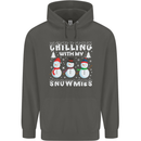 Christmas Chilling With My Snowmies Funny Childrens Kids Hoodie Storm Grey