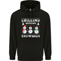 Christmas Chilling With My Snowmies Funny Mens 80% Cotton Hoodie Black