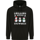 Christmas Chilling With My Snowmies Funny Mens 80% Cotton Hoodie Black
