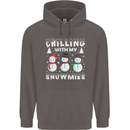 Christmas Chilling With My Snowmies Funny Mens 80% Cotton Hoodie Charcoal
