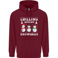 Christmas Chilling With My Snowmies Funny Mens 80% Cotton Hoodie Maroon