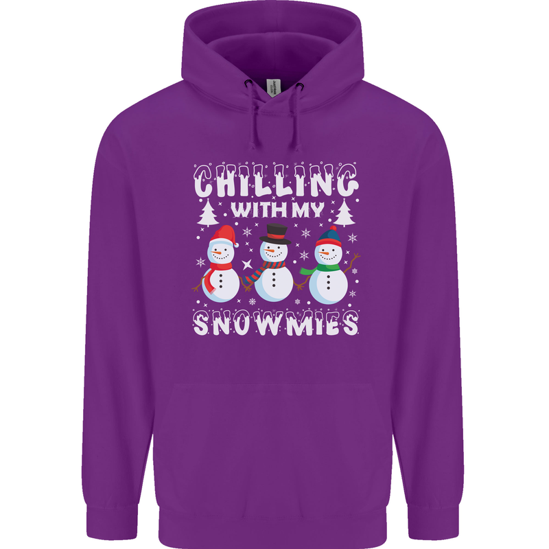 Christmas Chilling With My Snowmies Funny Mens 80% Cotton Hoodie Purple