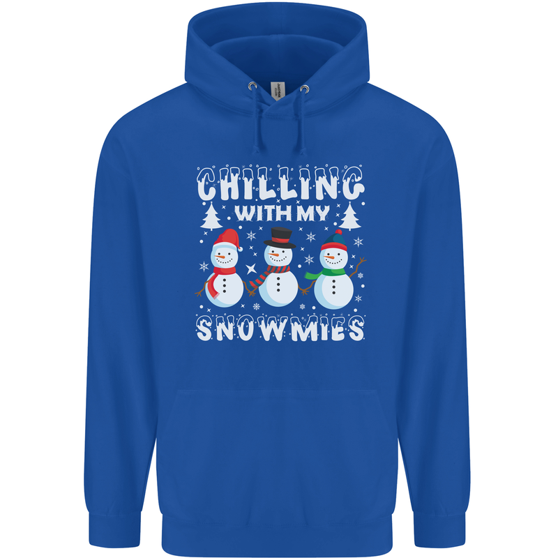 Christmas Chilling With My Snowmies Funny Mens 80% Cotton Hoodie Royal Blue