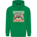 Christmas Gamer Funny Gaming Joypad Mens 80% Cotton Hoodie Irish Green