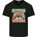 Christmas Gamer Funny Gaming Joypad Mens V-Neck Cotton T-Shirt Black