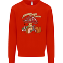 Christmas Hedgehog Toadstool Mouse Mens Sweatshirt Jumper Bright Red